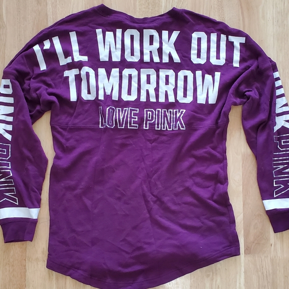 Victoria's Secret Maroon Burgundy Campus Crew Varsity I'll workout tomorrow m - Picture 2 of 4